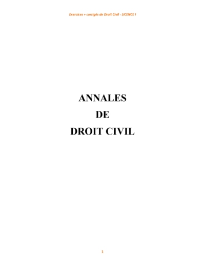 Annales De Droit Civil – Licence 1 (PDF) – IVOIRE-DOCUMENT