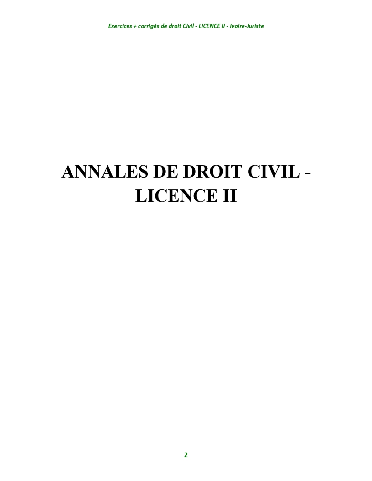 Annales De Droit Civil – Licence II (PDF) – IVOIRE-DOCUMENT