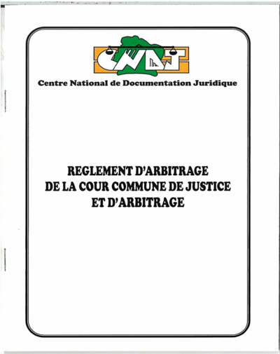 Règlement d'Arbitrage de la Cour Commune de Justice et d'Arbitrage